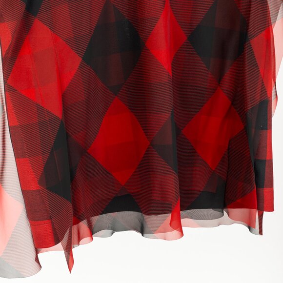Sacai R/22 Red & Black Buffalo-Plaid Chiffon Blouse - Picture 7 of 10